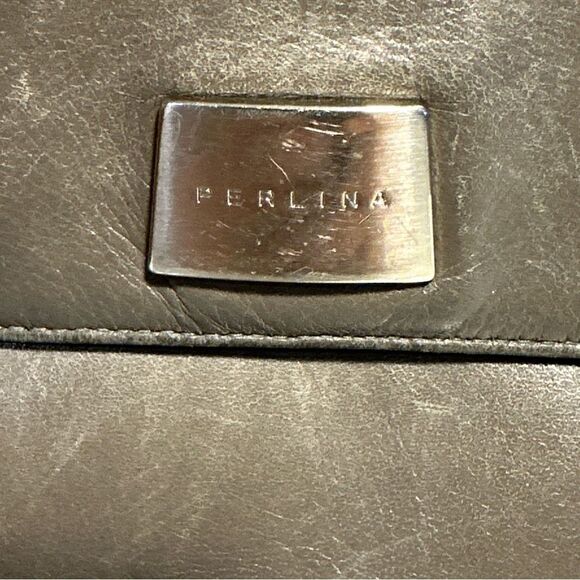 Perlina NY vintage crossbody gray buttery soft leather~ vintage - Picture 6 of 13